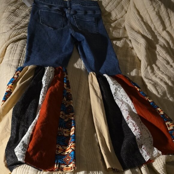 Bohemian Patchwork Flare Jeans - Picture 4 of 5